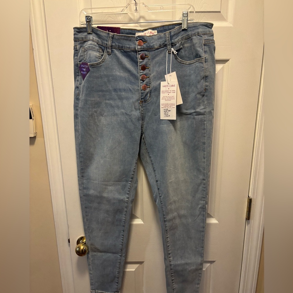 Haute Curve Charlotte Super Hi Rise Stretch Skinny Light Blue Jeans Sz 18 BNWT